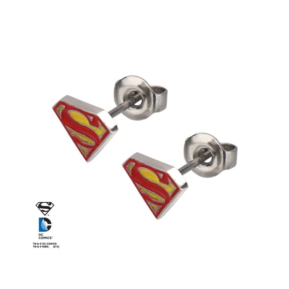 DC COMICS DC Comics Red/Yellow Epoxy Superman Logo Stud Earring -Rebel Bod-RebelBod