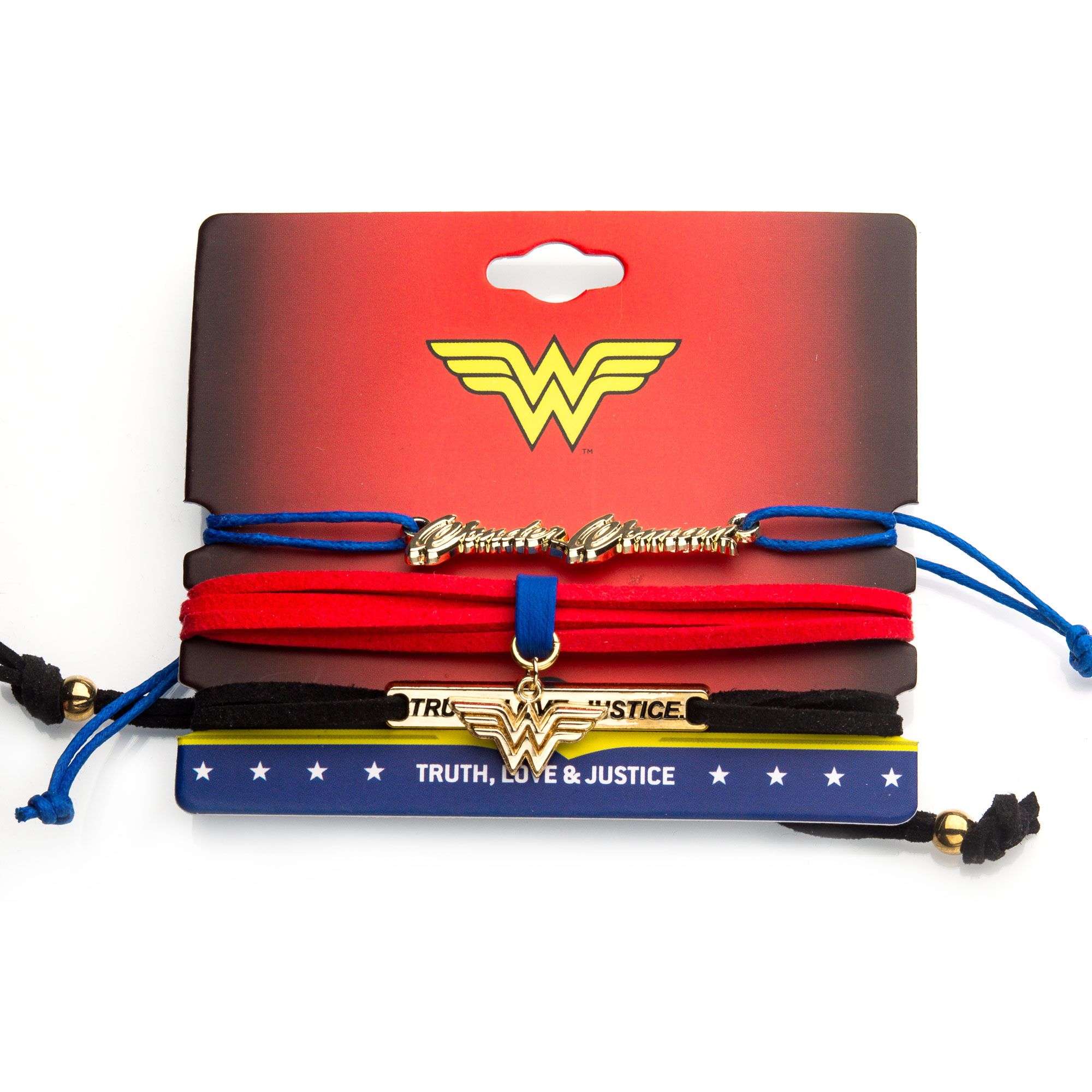 DC COMICS DC Comics Wonder Woman Blue, Black Red Cord Bracelet Set -Rebel Bod-RebelBod