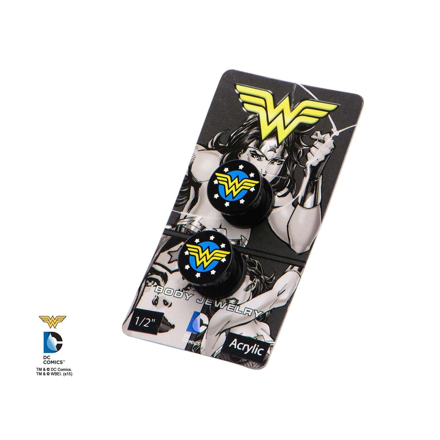 DC COMICS DC Comics Yellow Wonder Woman Logo Acrylic Screw Fit Plug -Rebel Bod-RebelBod