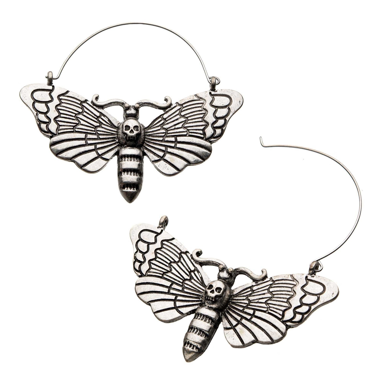 Tapers - Hanging Death Moth Plug Hoop -Rebel Bod-RebelBod