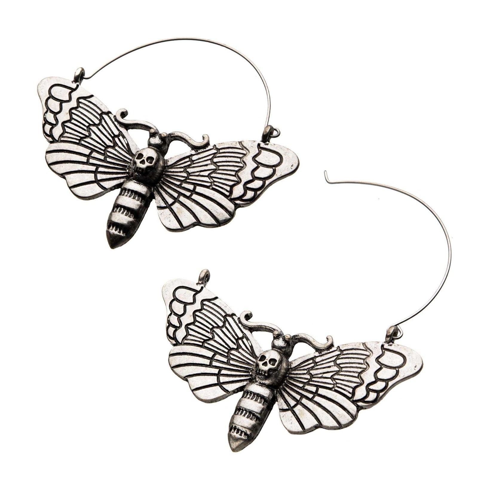 Tapers - Hanging Death Moth Plug Hoop -Rebel Bod-RebelBod