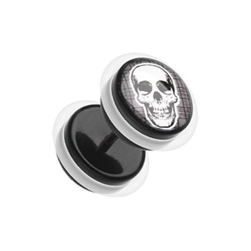 Death Skull Acrylic Fake Plug w/ O-Rings - 1 Pair