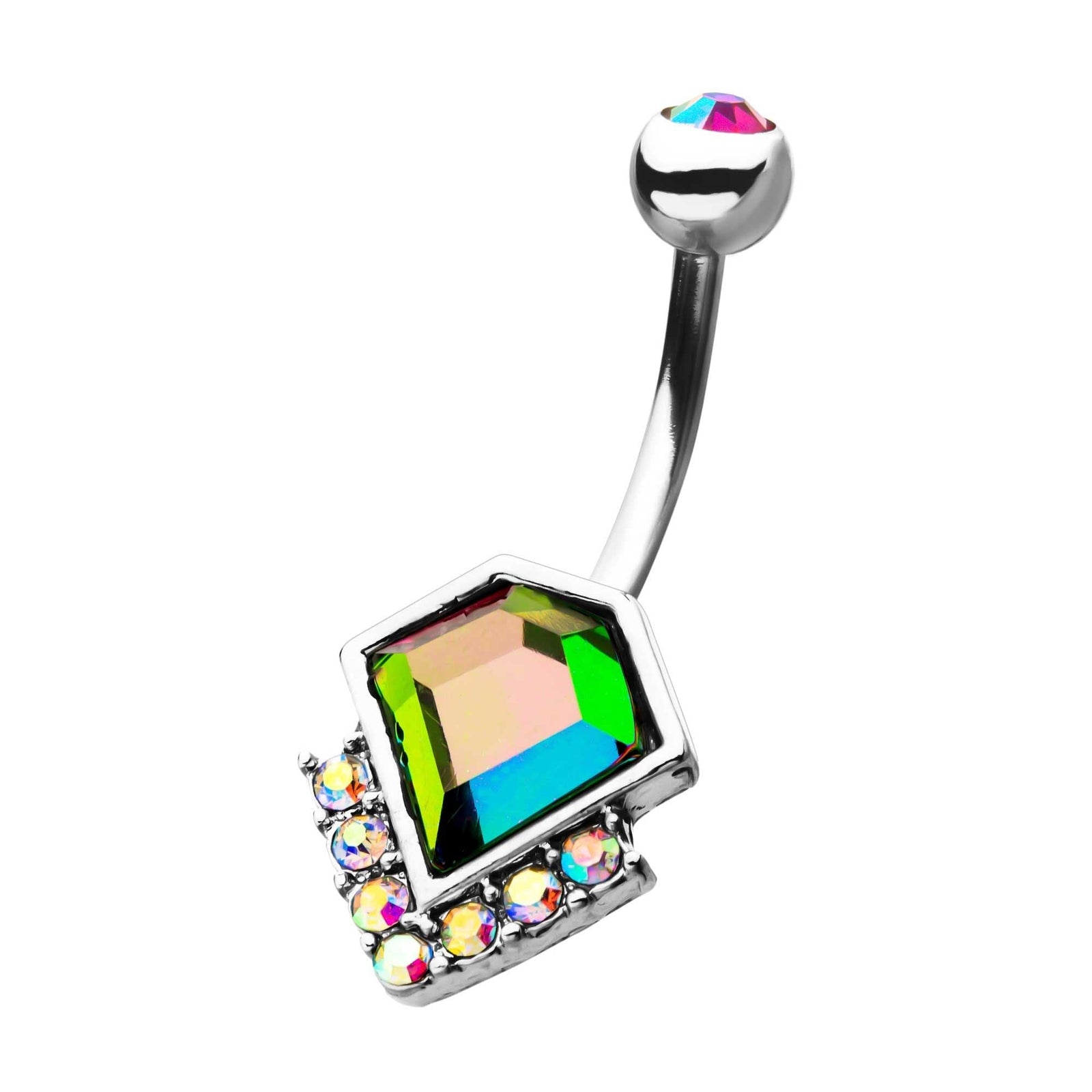 TBD-Belly Diamond Shape Rainbow AB CZ Fixed Navel -Rebel Bod-RebelBod