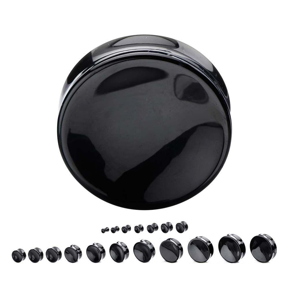 Double Flared Black Onyx Saddle Double Flared Ear Gauge Plugs - 1 Pair