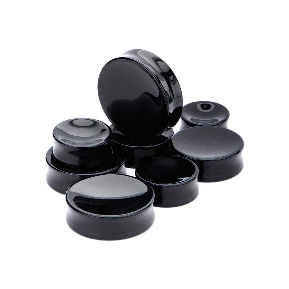 Double Flared Black Onyx Saddle Double Flared Ear Gauge Plugs - 1 Pair