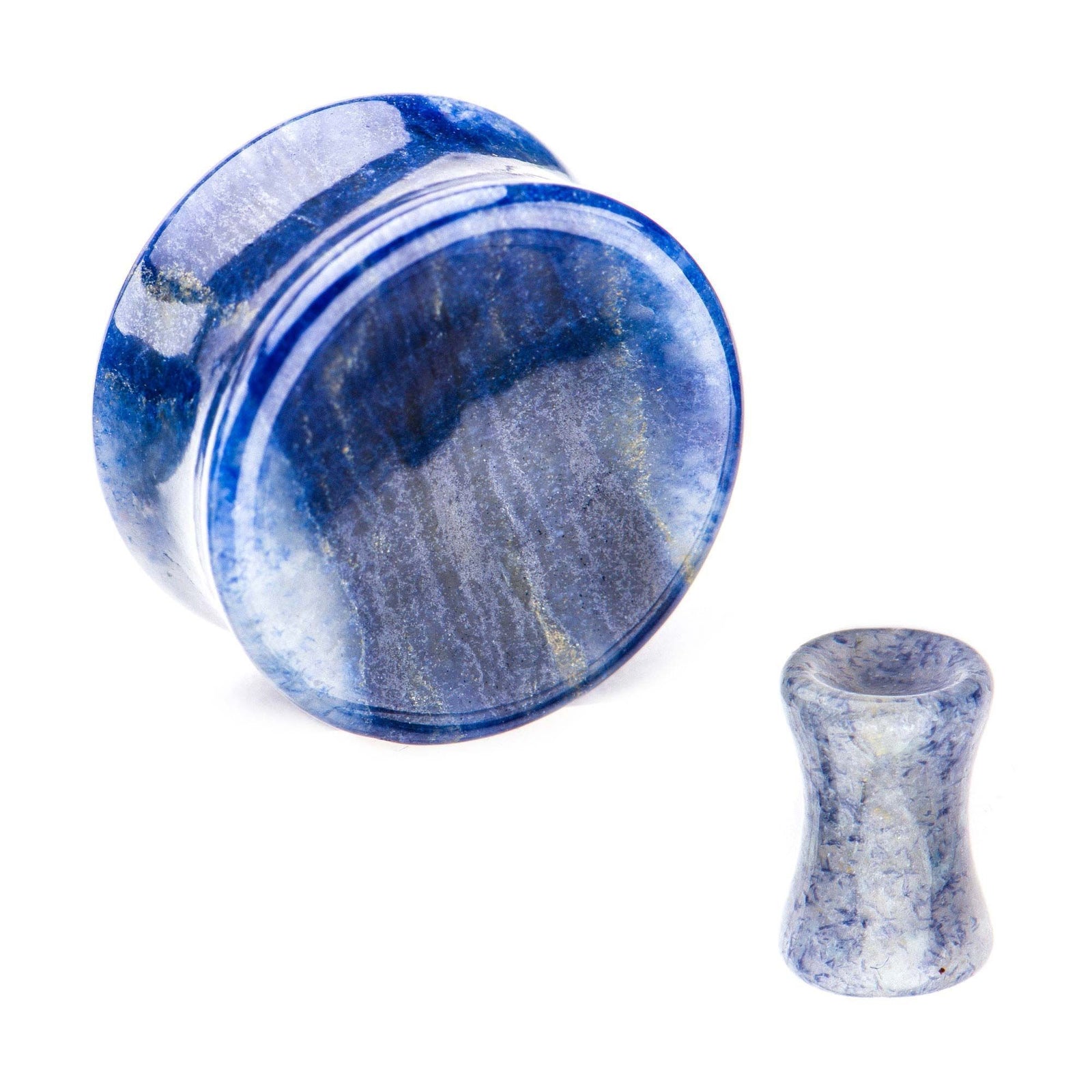 Plugs Earrings - Double Flare Double Flared Blue Aventurine Stone Plugs - 1 Pair sbvpstnba -Rebel Bod-RebelBod