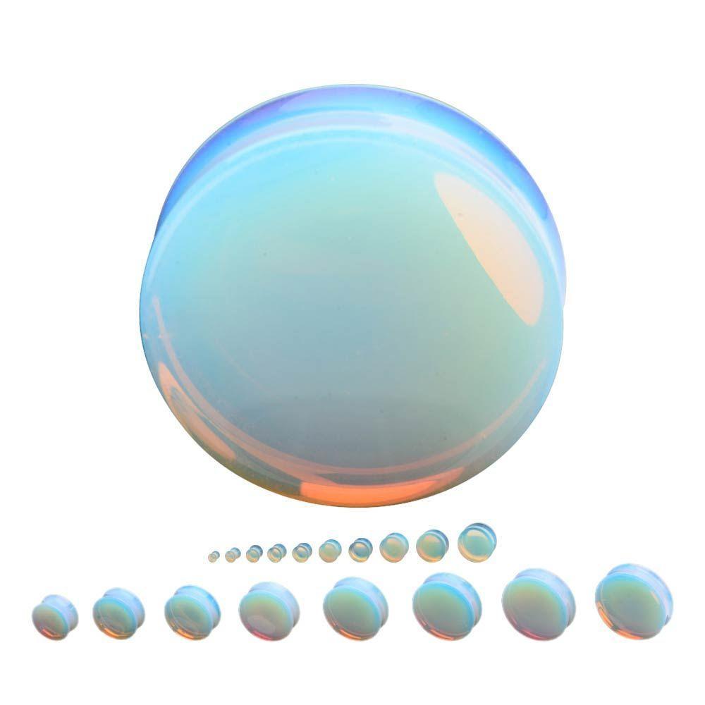 Double Flared Opalite Saddle Double Flared Ear Gauge Plugs - 1 Pair