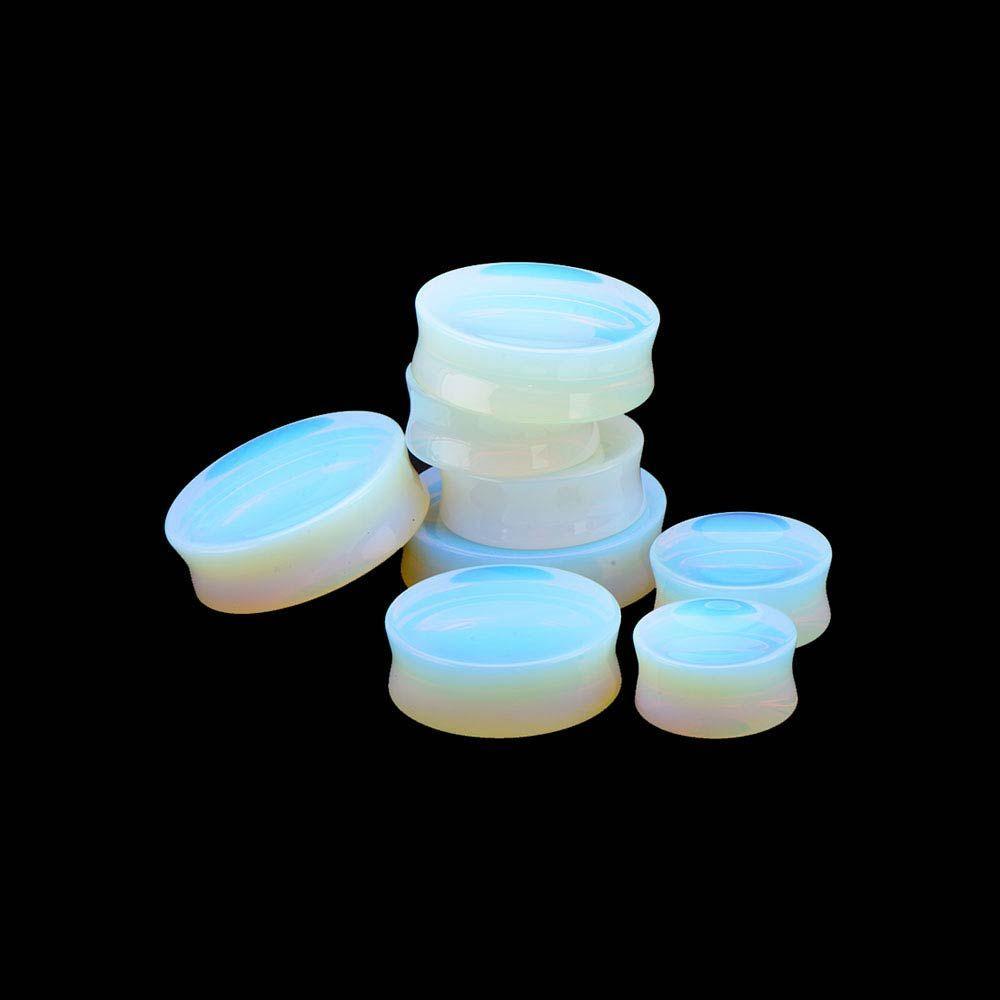 Double Flared Opalite Saddle Double Flared Ear Gauge Plugs - 1 Pair