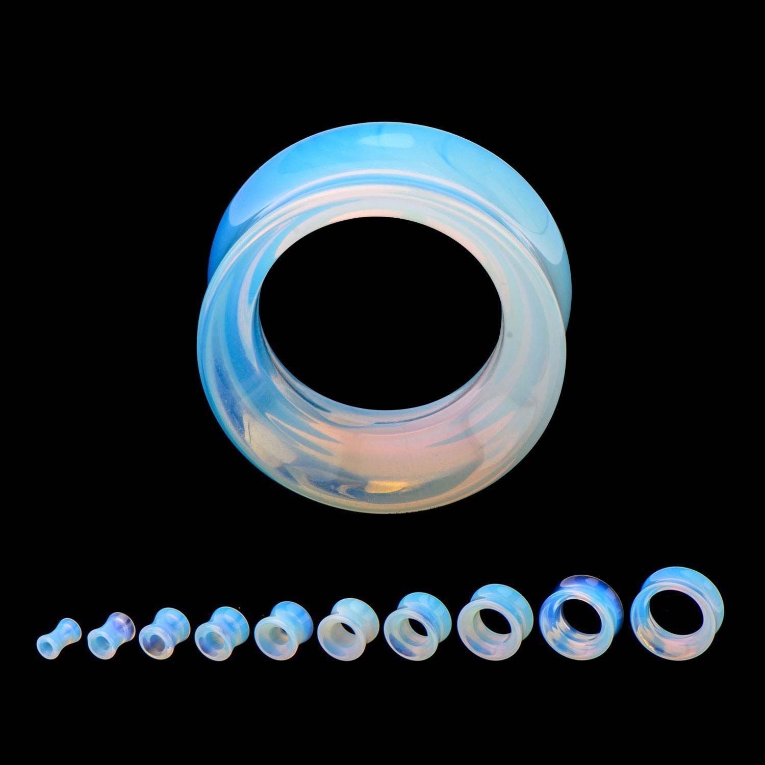 Tunnels - Double Flare Double Flared Opalite Thick Wall Eyelets Tunnel Plugs - 1 Pair  sbvpstncems -Rebel Bod-RebelBod