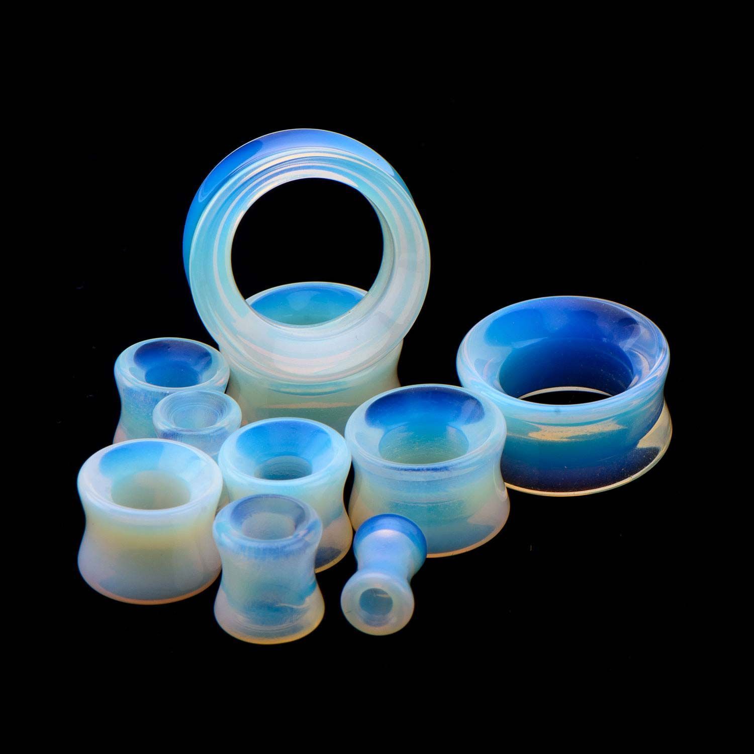 Tunnels - Double Flare Double Flared Opalite Thick Wall Eyelets Tunnel Plugs - 1 Pair  sbvpstncems -Rebel Bod-RebelBod