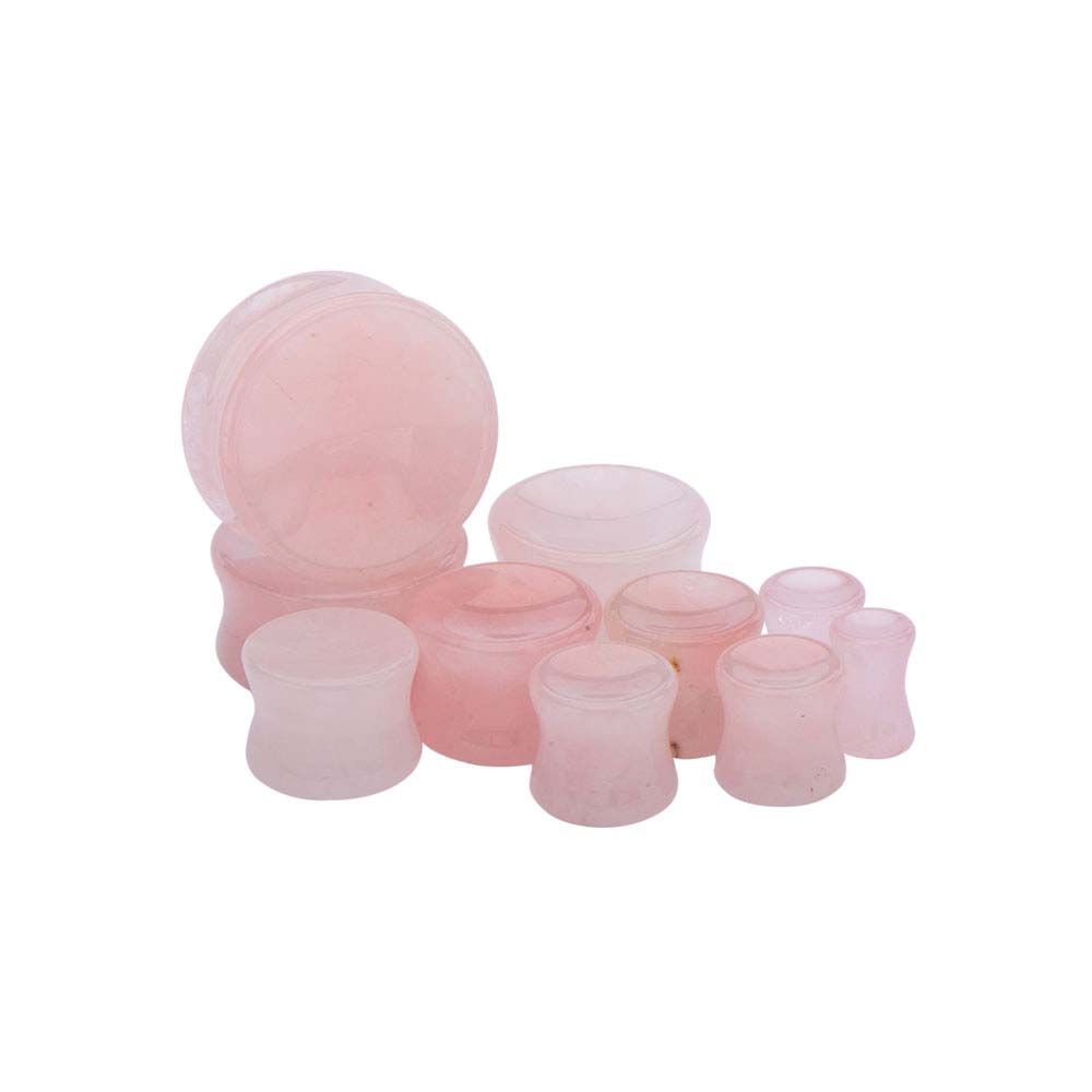 TBD-Plugs Double Flared Rose Quartz Saddle Plugs -Rebel Bod-RebelBod