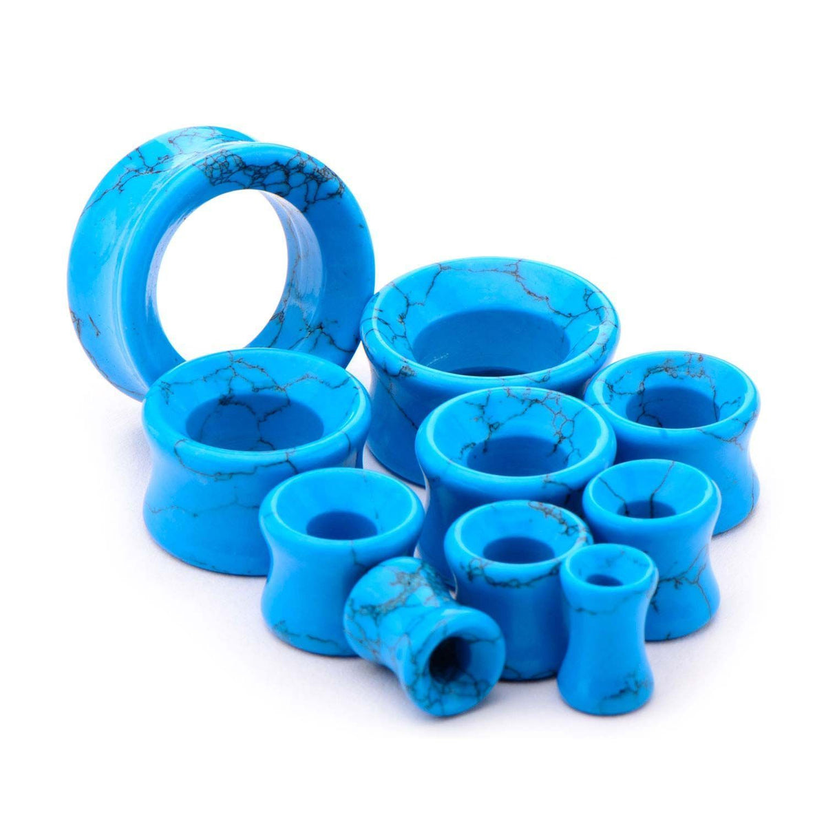 Double Flared Turquiose Thick Wall Eyelets Double Flared Ear Gauge Tunnel Plugs - 1 Pair