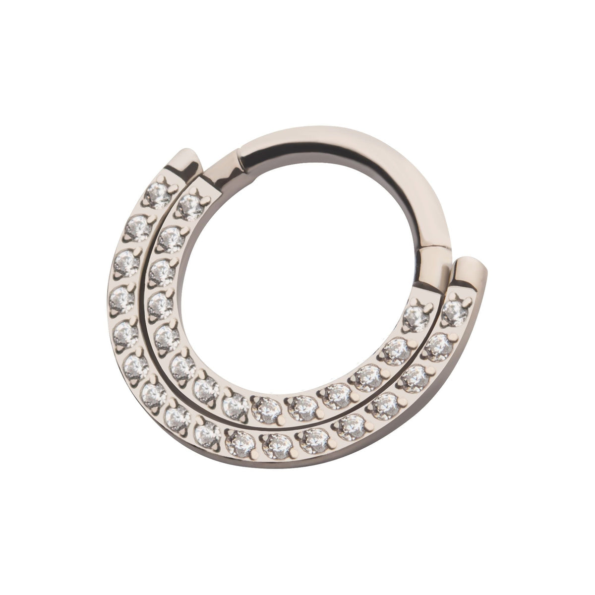 SEAMLESS CLICKER Double Row Prong Set Clear CZ Front Facing Hinged Segment Clicker -Rebel Bod-RebelBod