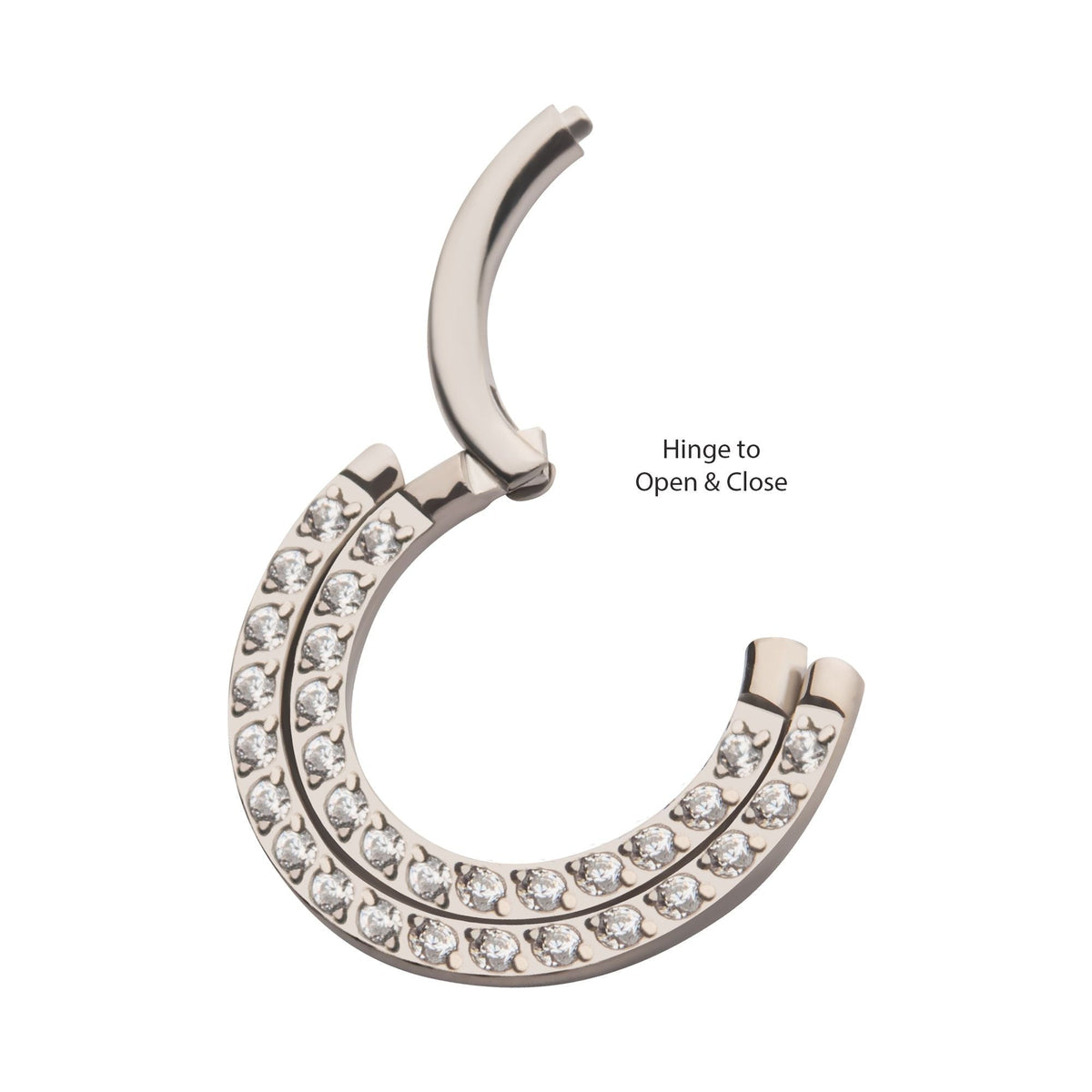 SEAMLESS CLICKER Double Row Prong Set Clear CZ Front Facing Hinged Segment Clicker -Rebel Bod-RebelBod