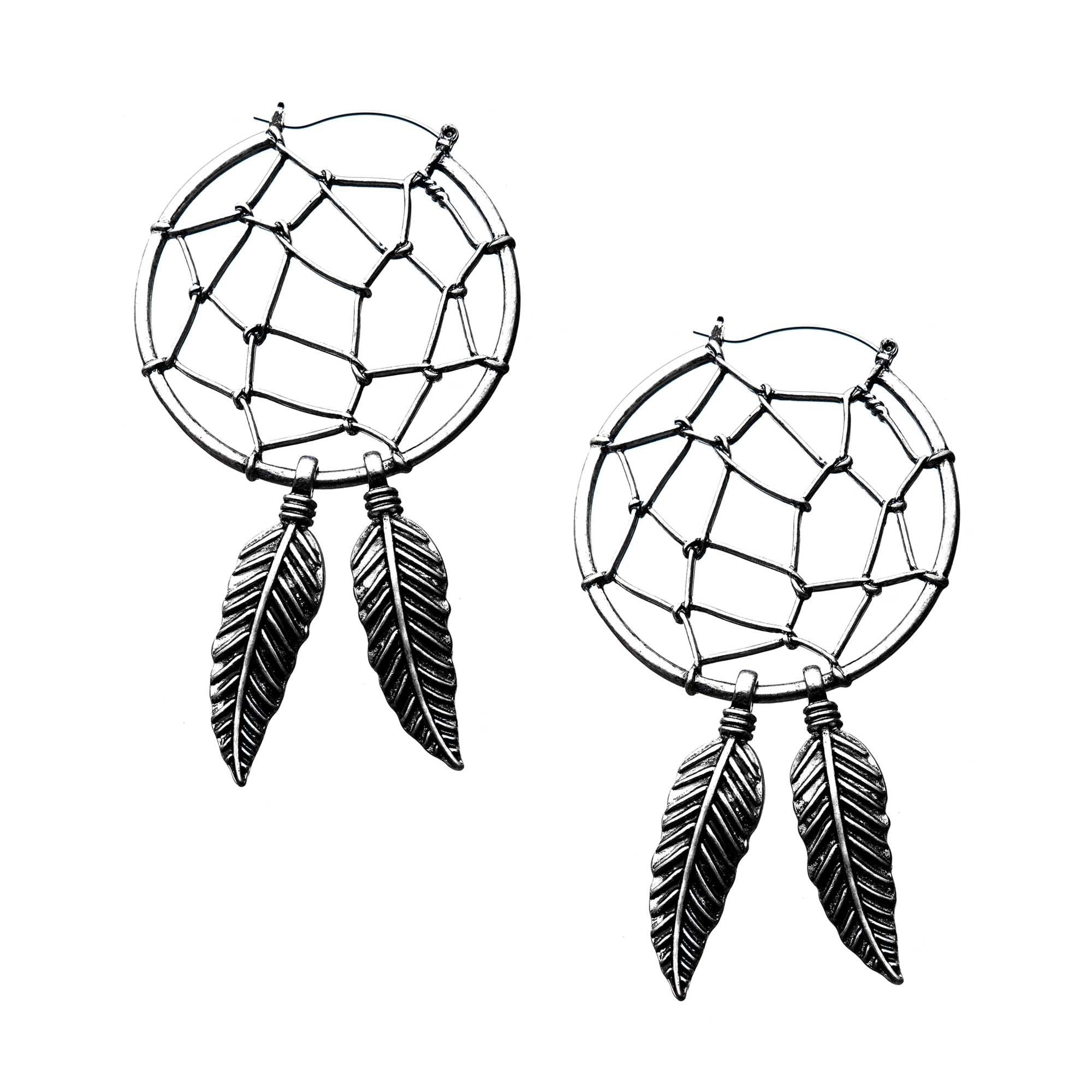 Tapers - Hanging Dreamcatcher Plughoop Earrings -Rebel Bod-RebelBod