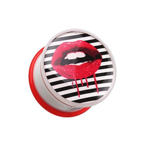 Dripping Lip Pop Art Single Flared Ear Gauge Plug - 1 Pair