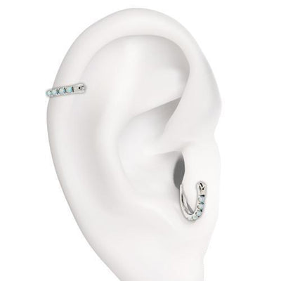 Ear Clicker 316L Steel 16G 1/4 Straight 5 Round White Opals - 1 Piece