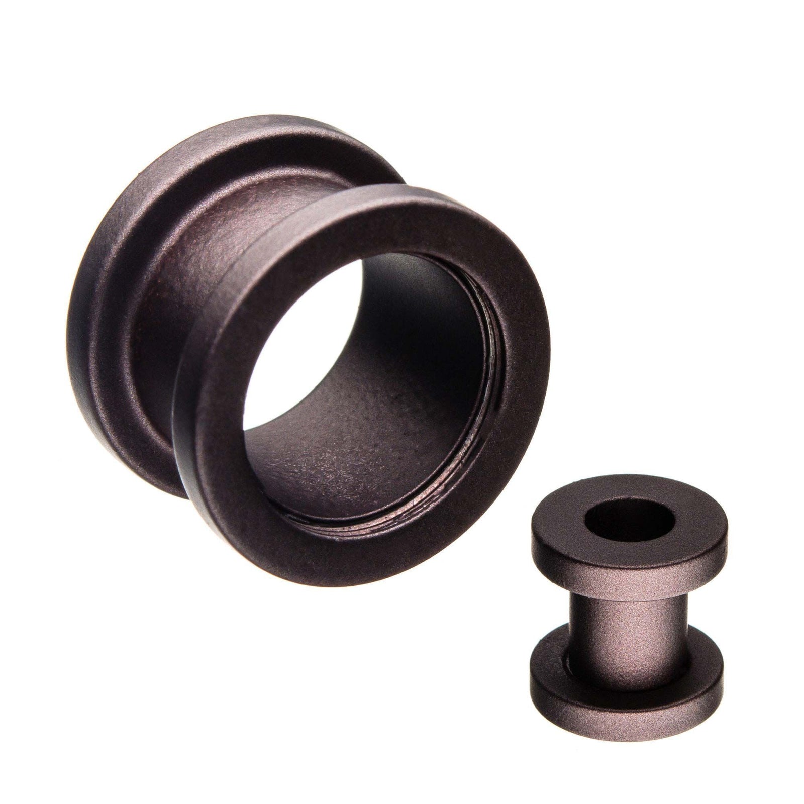 Espresso Silicone Coated Screw Fit Double Flared Ear Gauge Tunnel Plugs - 1 Pair