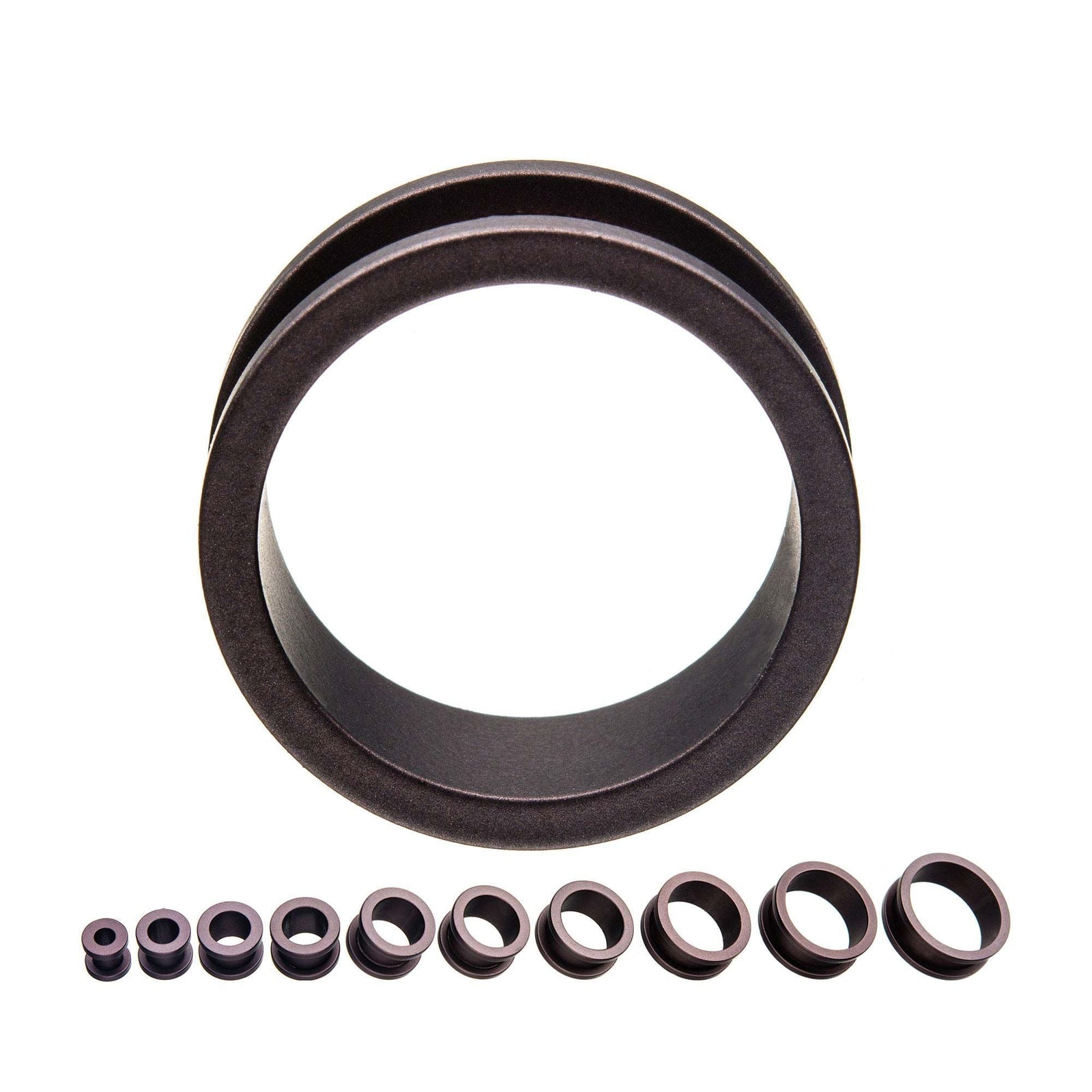 Espresso Silicone Coated Screw Fit Double Flared Ear Gauge Tunnel Plugs - 1 Pair