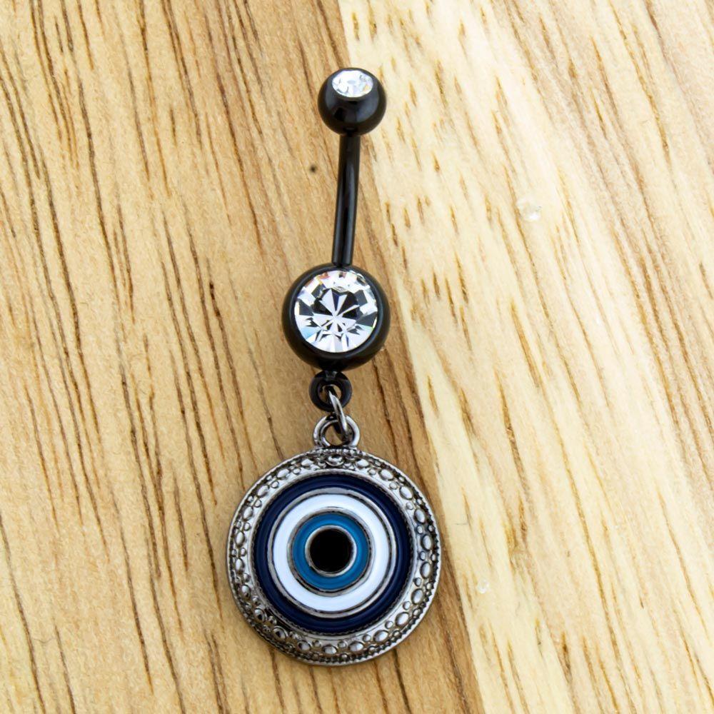 Belly Ring - No Dangle Evil Eye Round Belly Ring - 1 Piece -Rebel Bod-RebelBod