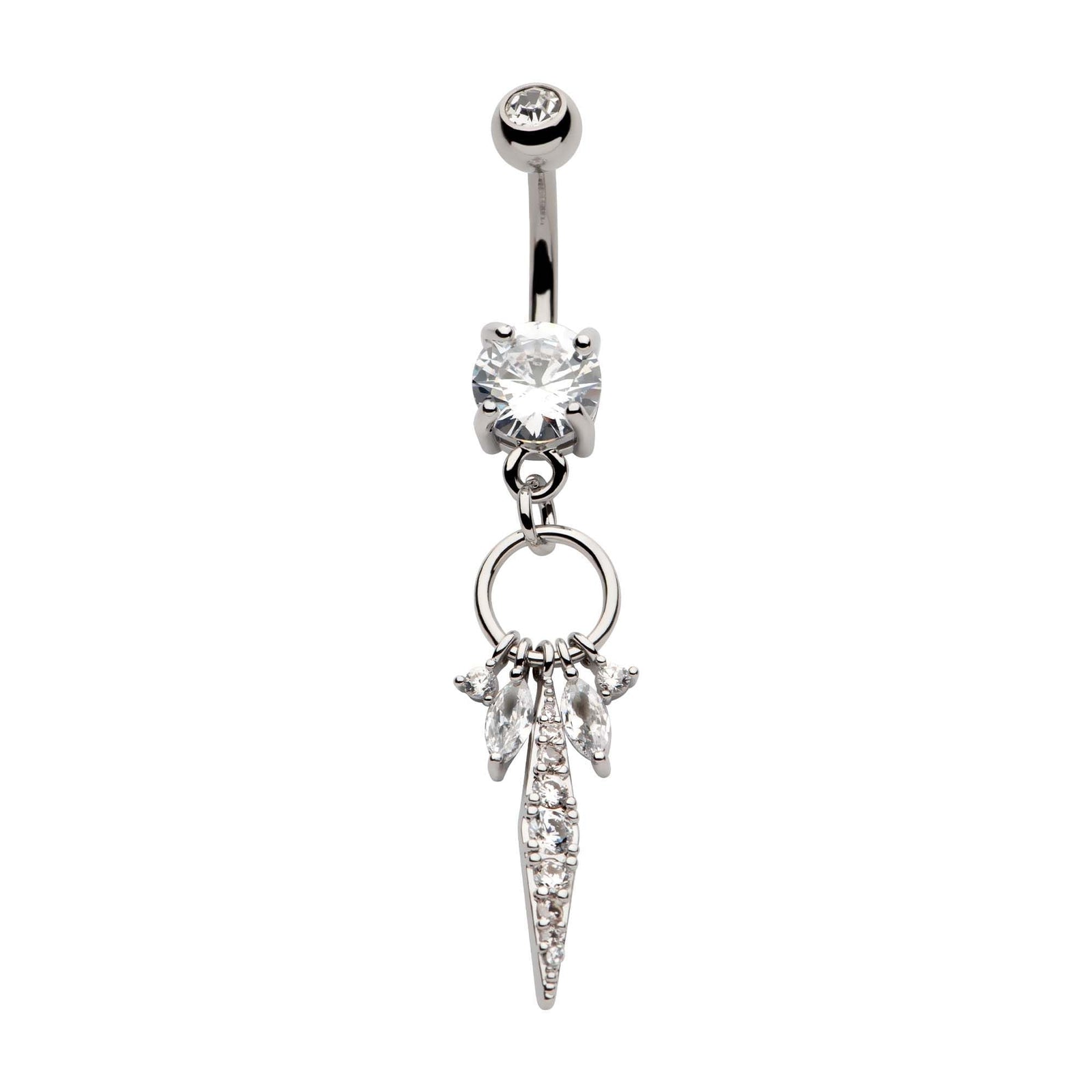 TBD-Belly Externally Threaded Clear CZ Multi Charms Dangle Navel -Rebel Bod-RebelBod