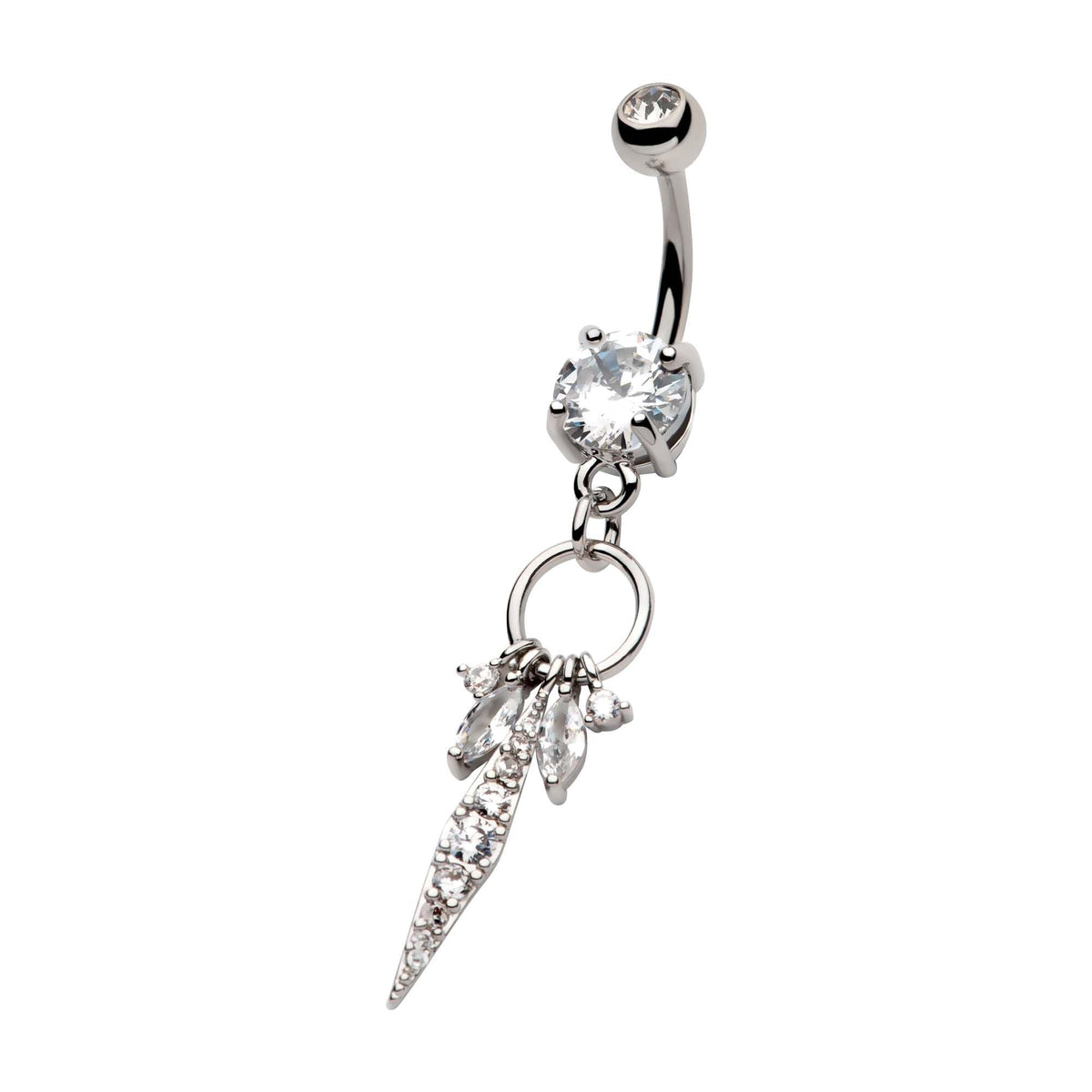 TBD-Belly Externally Threaded Clear CZ Multi Charms Dangle Navel -Rebel Bod-RebelBod