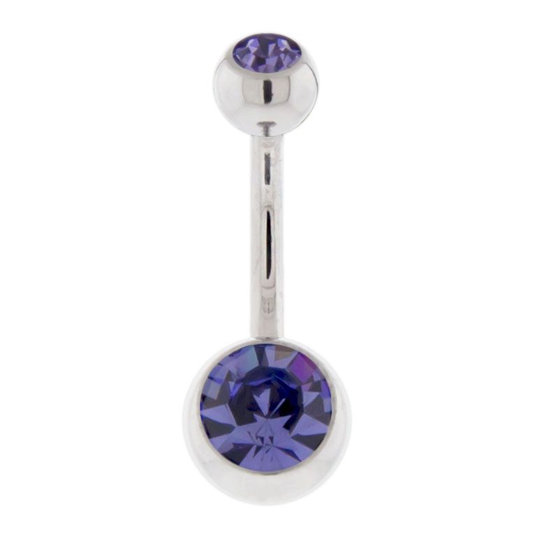 Belly Ring - No Dangle Externally Threaded Double Gem Navel Curves - 1 Piece #SPLT#6 -Rebel Bod-RebelBod