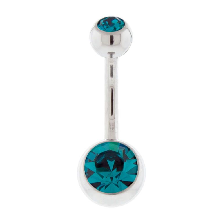 Belly Ring - No Dangle Externally Threaded Double Gem Navel Curves - 1 Piece #SPLT#6 -Rebel Bod-RebelBod