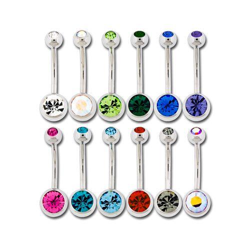 Light Blue Double Gem Ball Steel Belly Button Ring - Rebel Bod