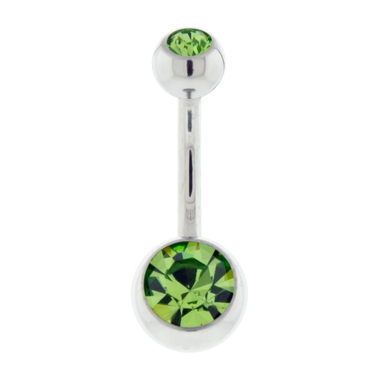 Belly Ring - No Dangle Externally Threaded Double Gem Navel Curves - 1 Piece #SPLT#6 -Rebel Bod-RebelBod