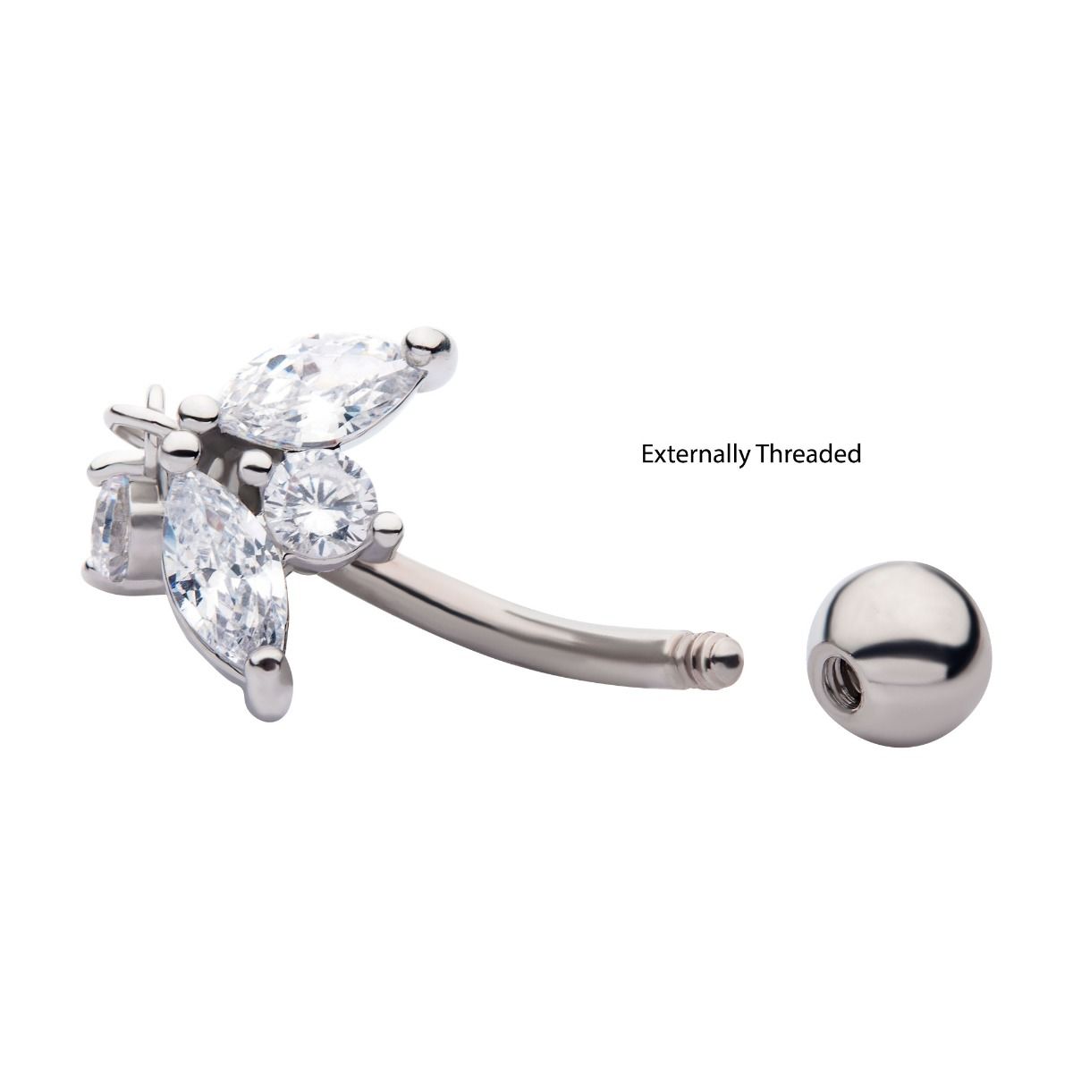 TBD-Belly Externally Threaded Marquise CZ Dangle Round Shape CZ Navel -Rebel Bod-RebelBod