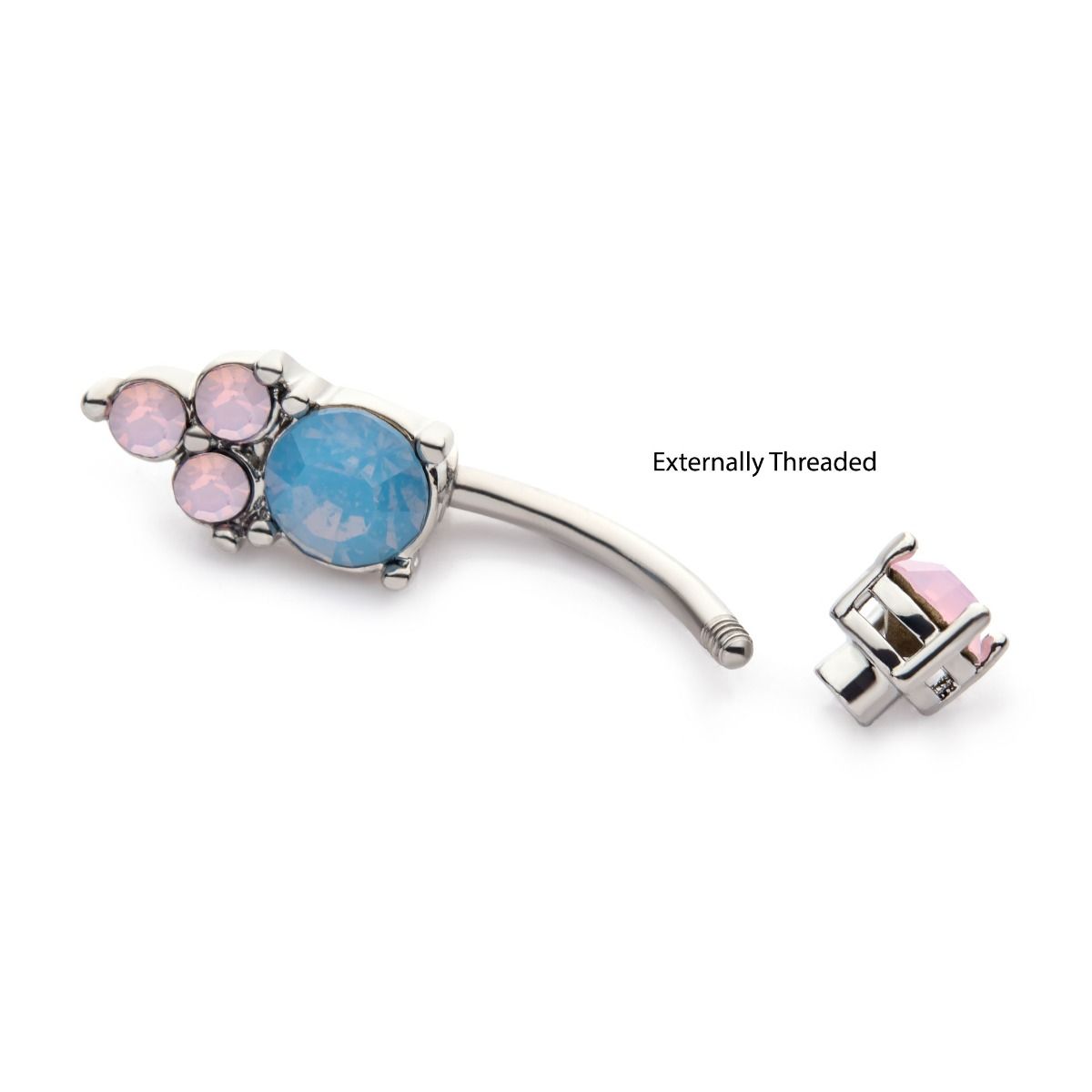 TBD-Belly Externally Threaded Prong Set Top Clustered Beads Opalite Bottom Fixed Navel -Rebel Bod-RebelBod