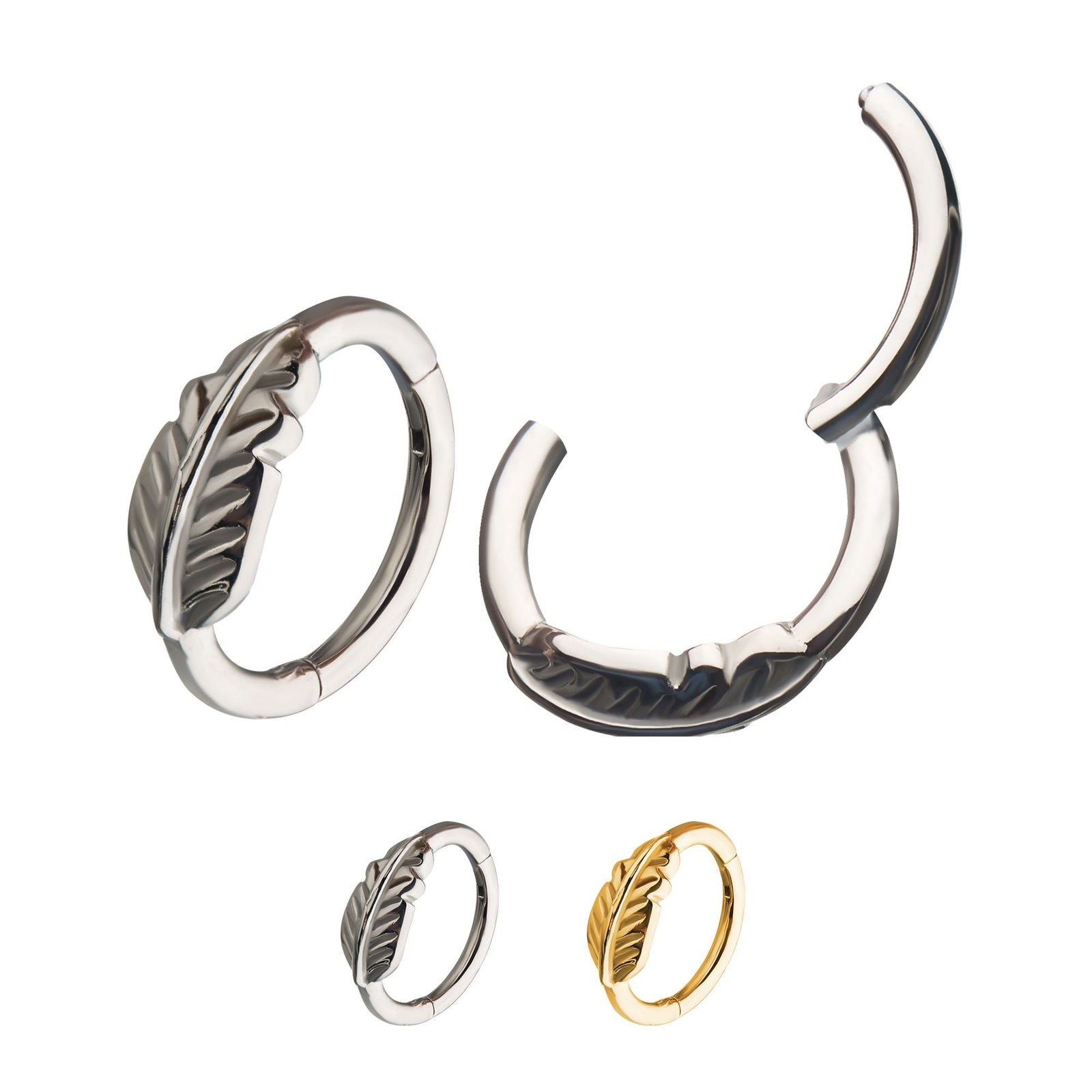 SEAMLESS CLICKER Feather Hinged Segment rings -Rebel Bod-RebelBod