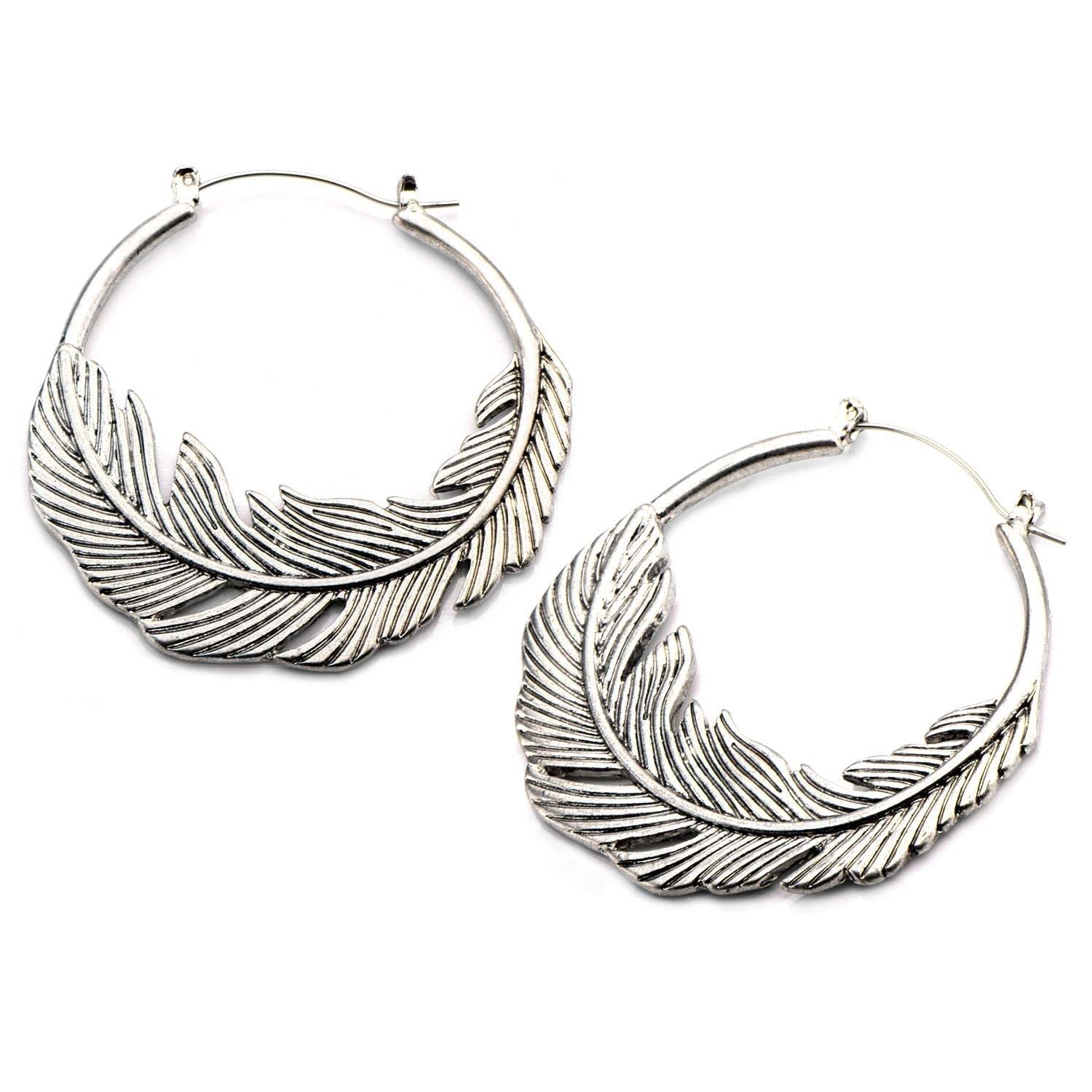 Tapers - Hanging Feather Plug Hoops -Rebel Bod-RebelBod