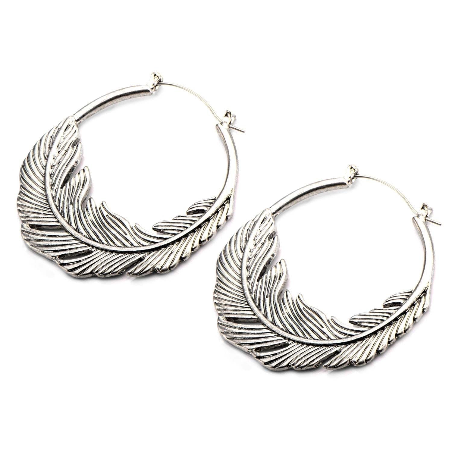 Tapers - Hanging Feather Plug Hoops -Rebel Bod-RebelBod