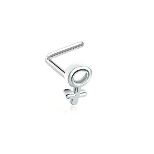 Female Sign Gender Symbol L-Shaped Nose Ring