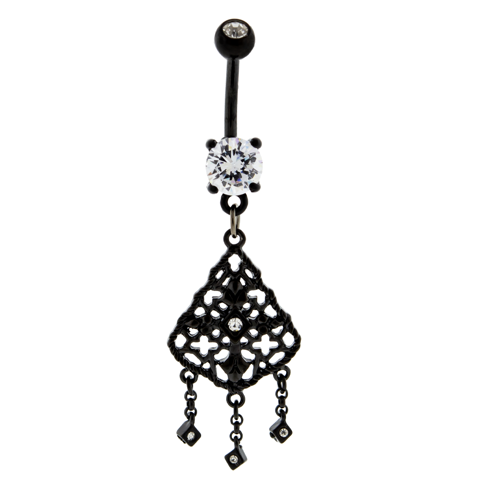 Belly Ring - No Dangle Filigree Cutout Cross Navel Ring - 1 Piece -Rebel Bod-RebelBod