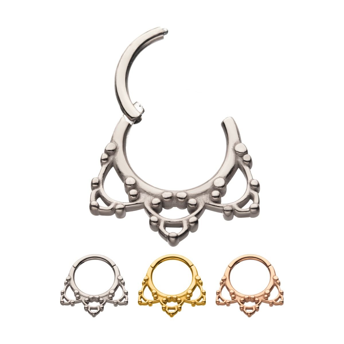 SEAMLESS CLICKER Filigree Fan Hinged Segment rings -Rebel Bod-RebelBod