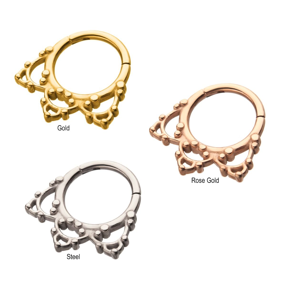 SEAMLESS CLICKER Filigree Fan Hinged Segment rings -Rebel Bod-RebelBod