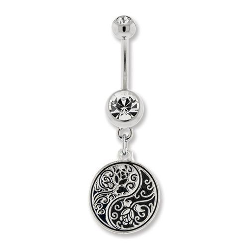 Floral Filigree Ying Yang Belly Ring - 1 Piece