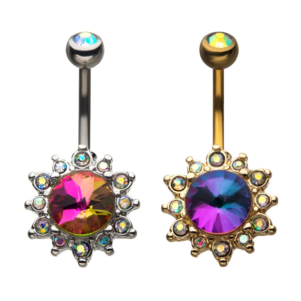 TBD-Belly Flower AB Top Outer Gems Fixed Navel -Rebel Bod-RebelBod