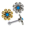 Flower Ear Cartilage Barbell Earring Turquoise Dyed Howlite Center - 1 Piece