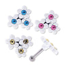 Flower Tragus Cartilage Barbell Earring Cluster Of 3 Daisies Amber Gem Centers - 1 Piece