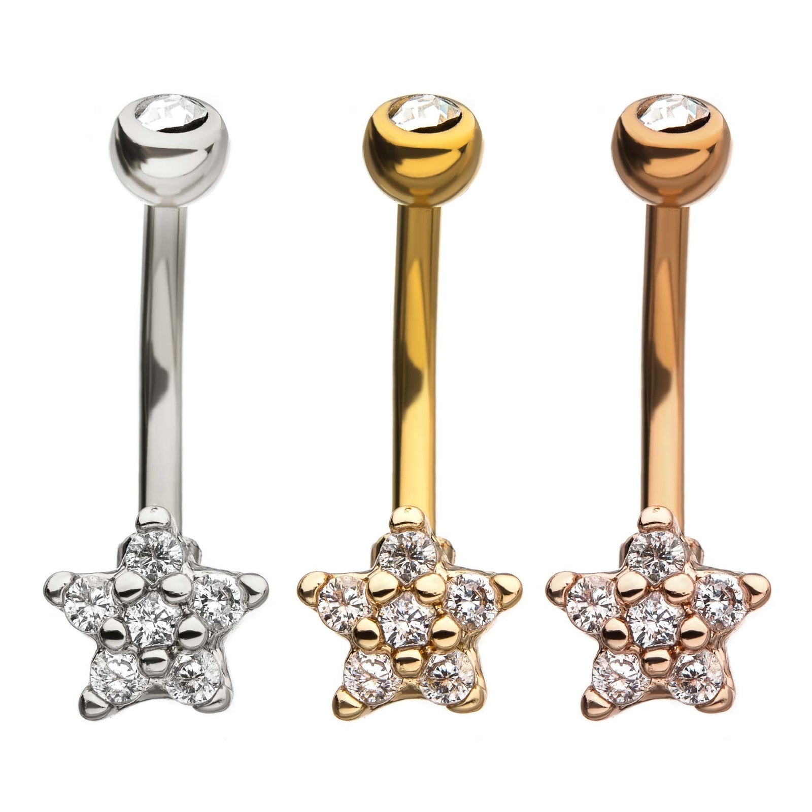Flower CZ Gem Curved Barbell Curves