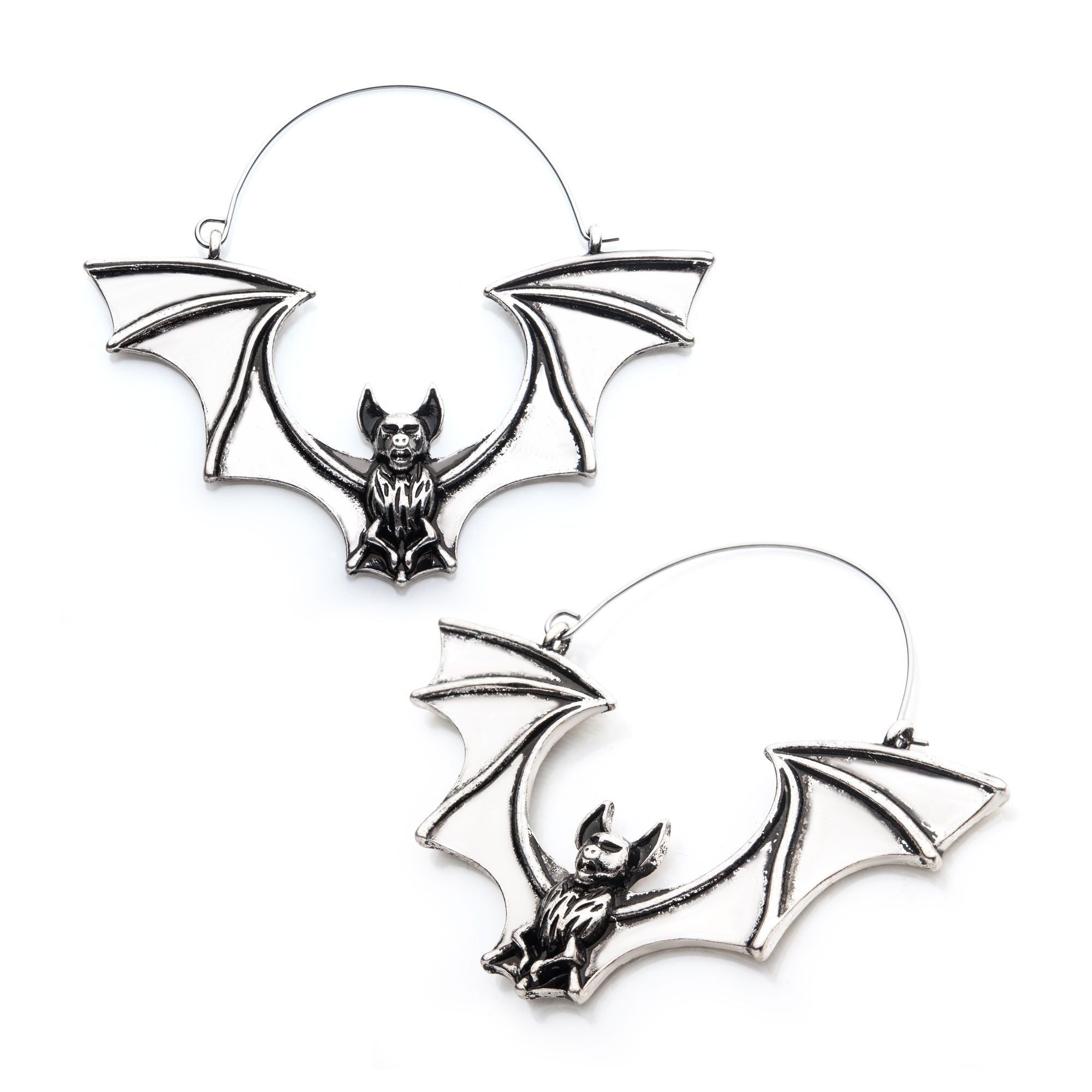 Flying Vampire Bat Plug Hoops -Rebel Bod-RebelBod