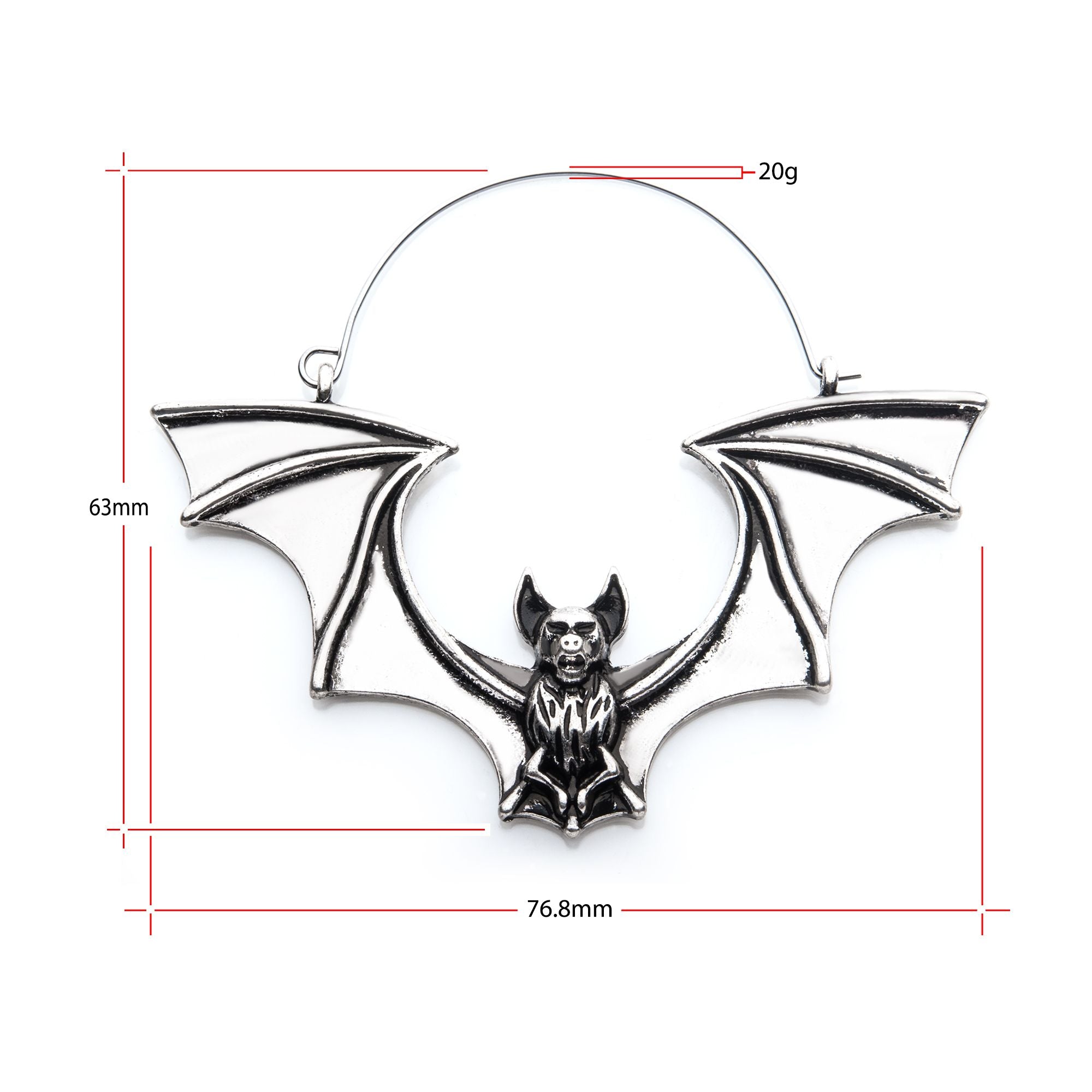 Flying Vampire Bat Plug Hoops -Rebel Bod-RebelBod