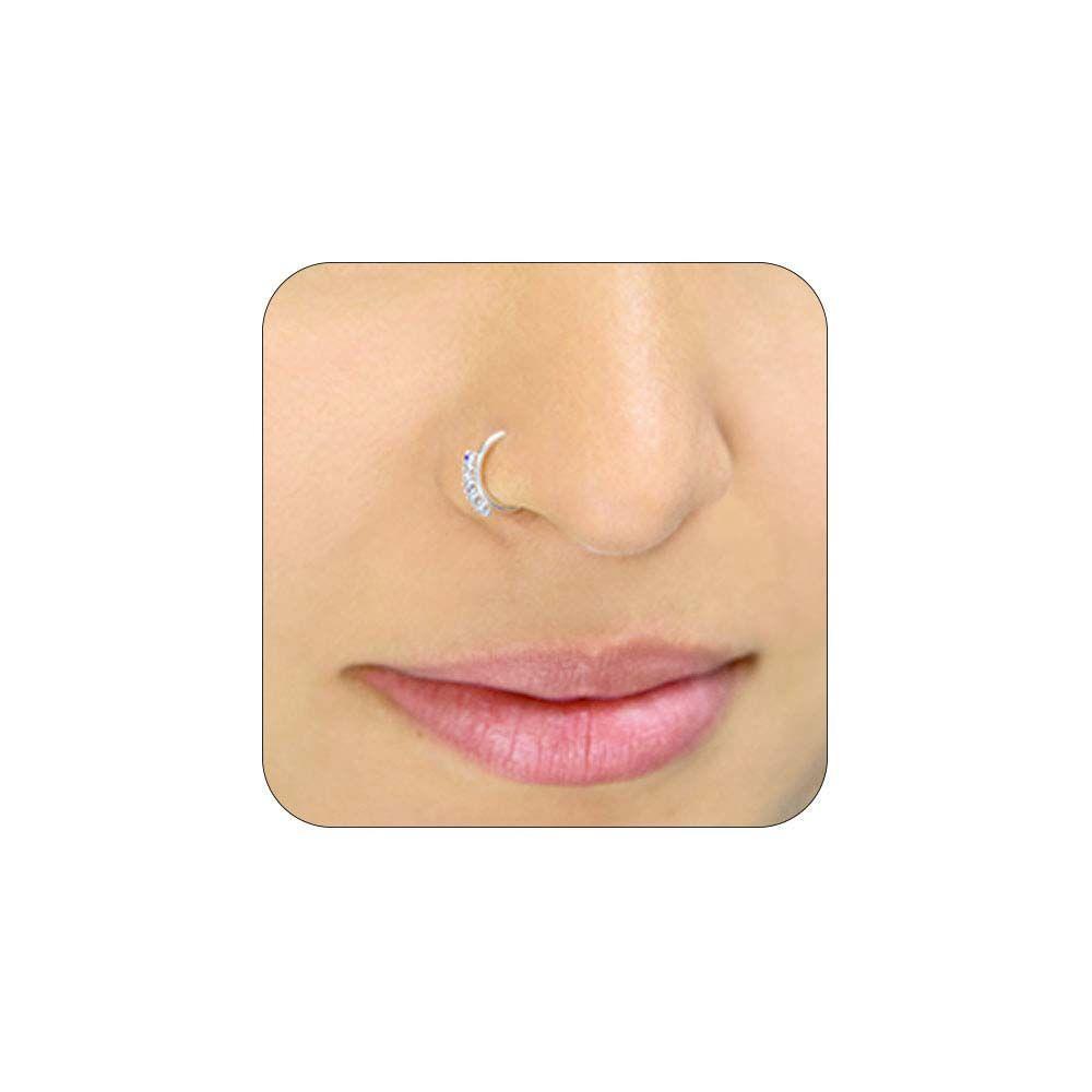 Forward Facing 4 Gem Sterling Silver Bendable Split Ring - 1 Piece