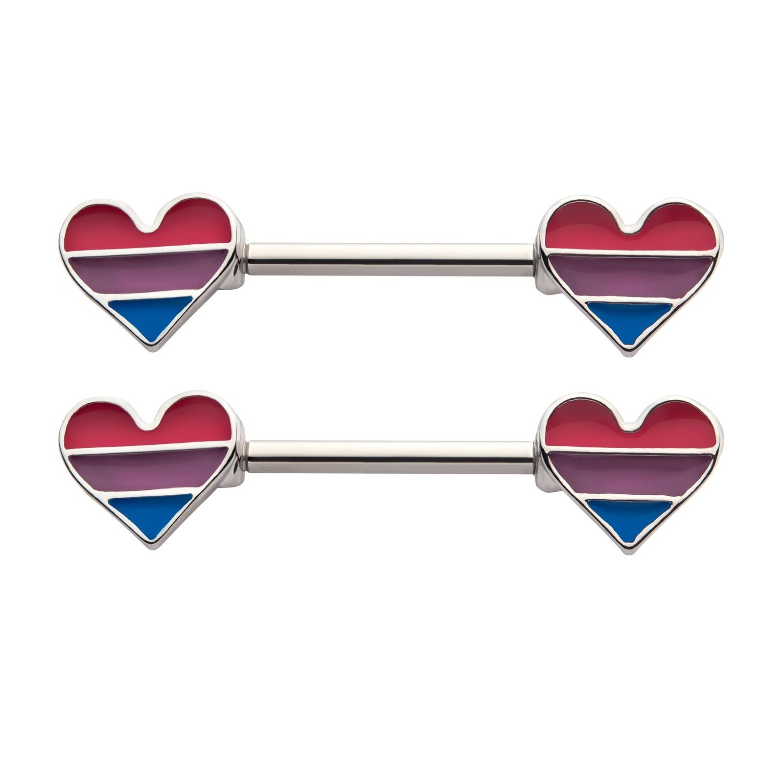 TBD-Nipple Forward Facing Heart Shape Bisexual Pride Nipple Barbell -Rebel Bod-RebelBod