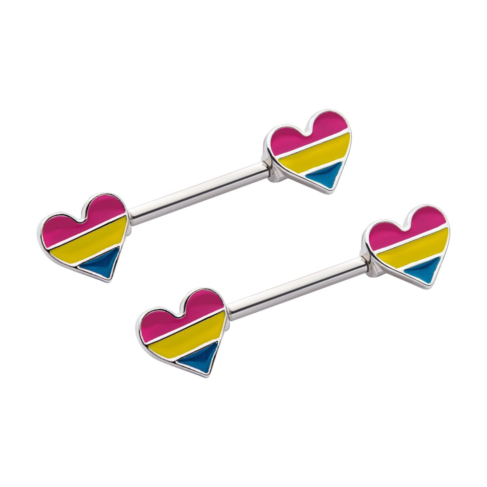 TBD-Nipple Forward Facing Heart Shape Pansexual Pride Nipple Barbell -Rebel Bod-RebelBod