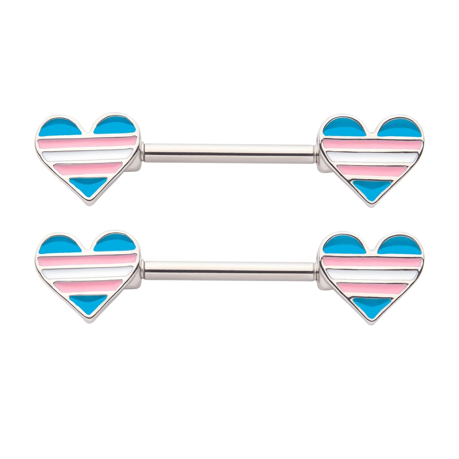 TBD-Nipple Forward Facing Heart Shape Transgender Pride Nipple Barbell -Rebel Bod-RebelBod